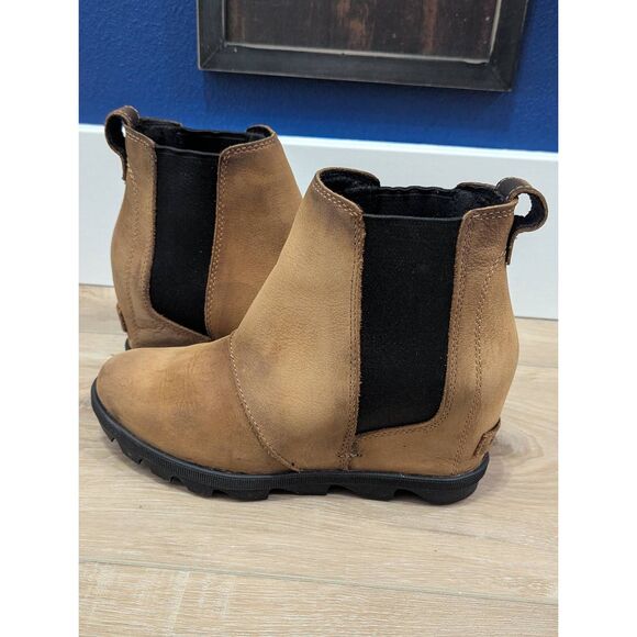 Sorel Joan of Arctic Wedge II Chelsea Boots Elk Nubuck Leather Women’s 7 - Picture 3 of 14